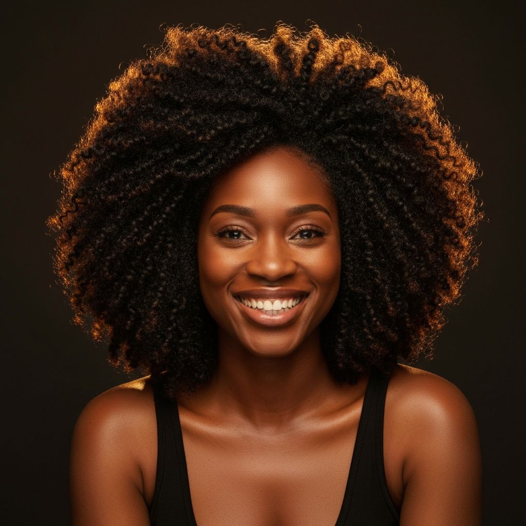 Cabello afro con volumen y definición natural